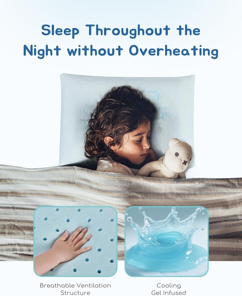 ATTABABY Toddler Pillow, Adjustable Memory Foam Small/Mini Pillow for Toddler 2 Years & Above, for Kids Sleeping, Napping or Traveling, Washable No Zipper Pillowcase, 13” x 18”, Blue - Image 4